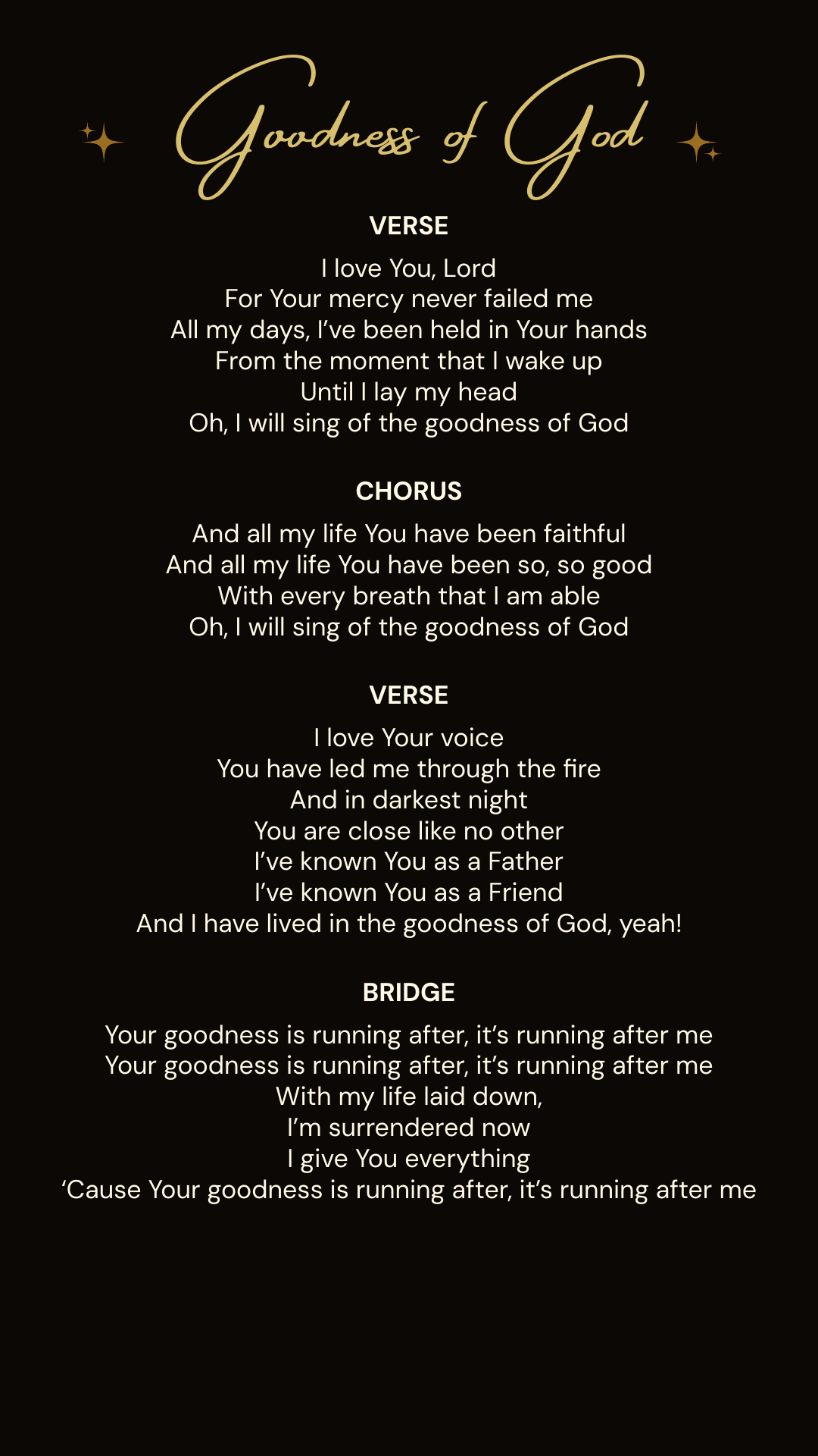 Goodness of God lyrics