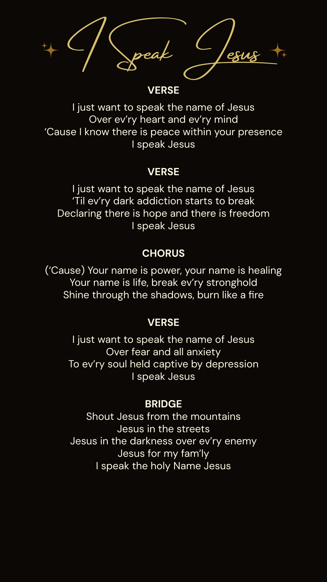 I Speak Jesus lyrics